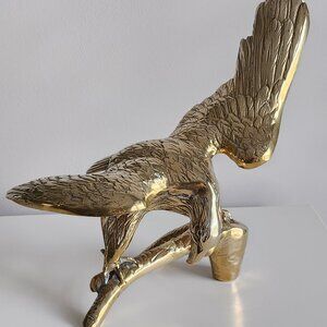 Large Brass 1970s American Eagle Sculpture Statement Piece Wing Spread Eagle